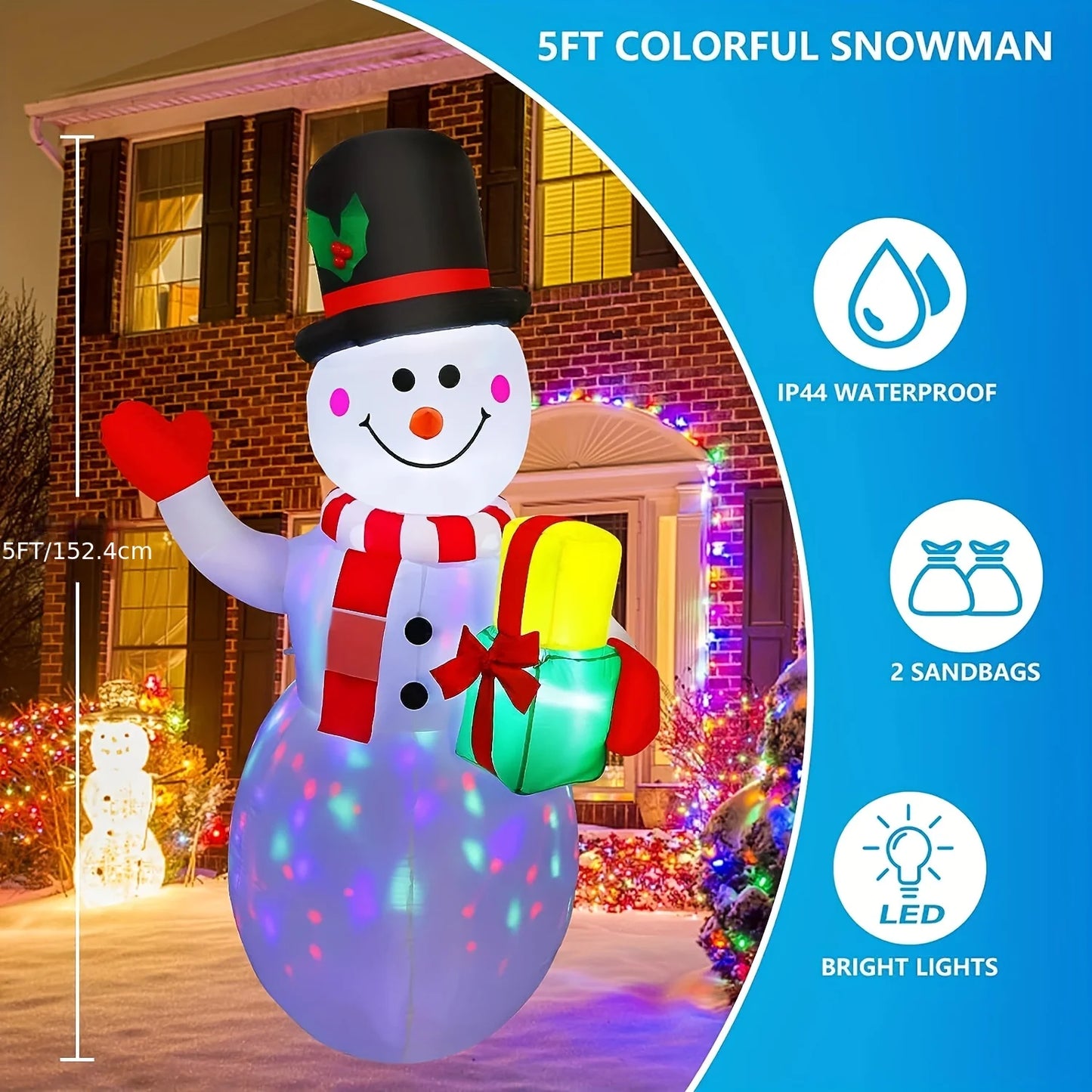 5FT Christmas Inflatable Snowman